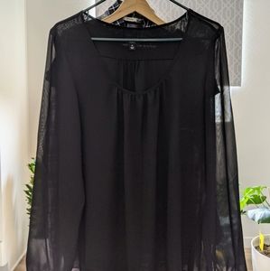 Women's Black Sheer Y2K Flowy Long Sleeve Top Sz XL‎ Festival Fairycore Layering